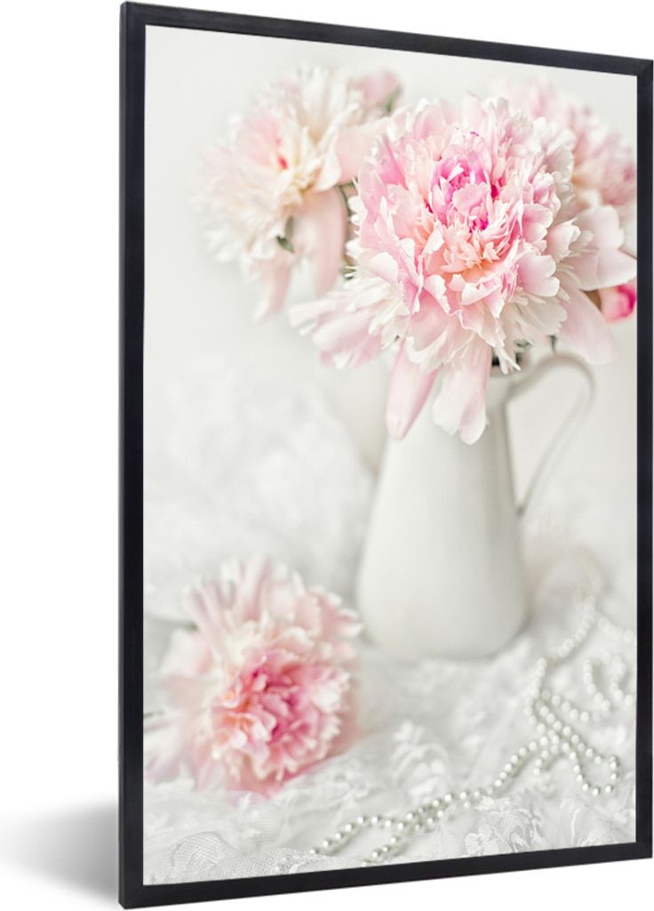 MuchoWow MuchoWow Gerahmtes Poster Karaffe - Blumen - Stilleben 40x60 cm - Poster mit zchwarzem Bilderrahmen - Papierdruck - Wandbilder