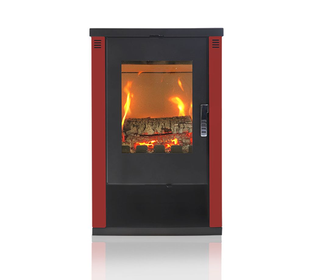 Kaminofen modern model Lheia Burgundy,  A 80.20%, 7.5 kW, Produktbild 