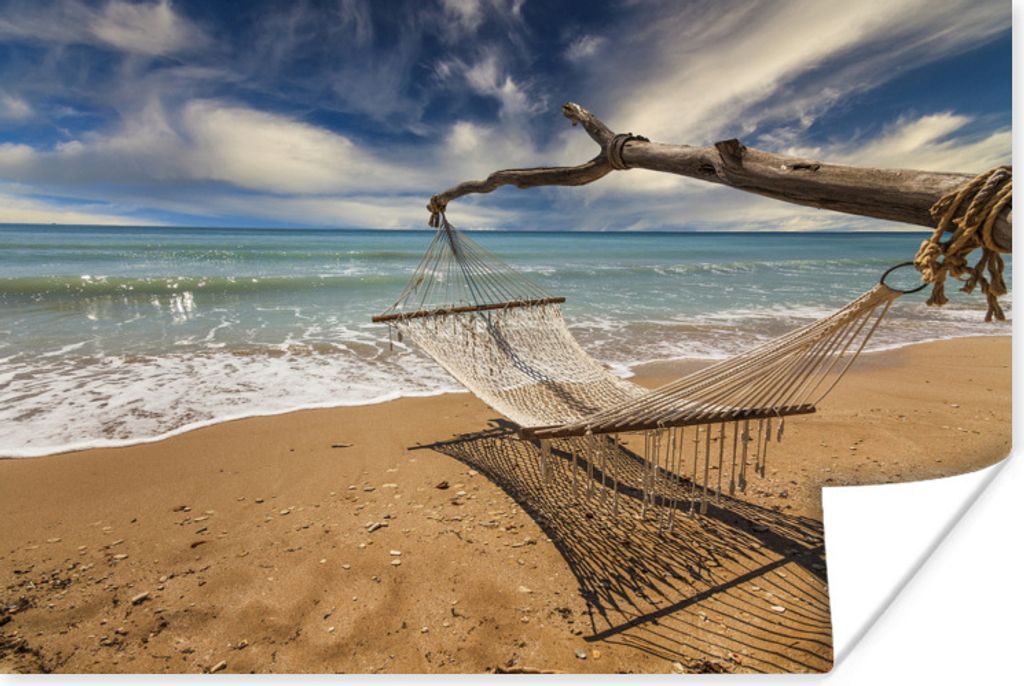 MuchoWow Poster Strand - Meer - Hängematte 30x20 cm - Plakate - Print