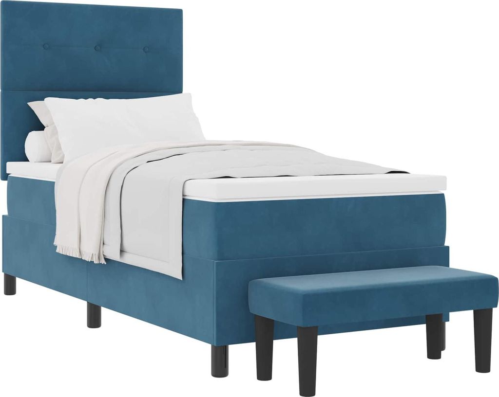 Boxspringbett mit Kissen Dunkelblau 200 x 100 cm Samt