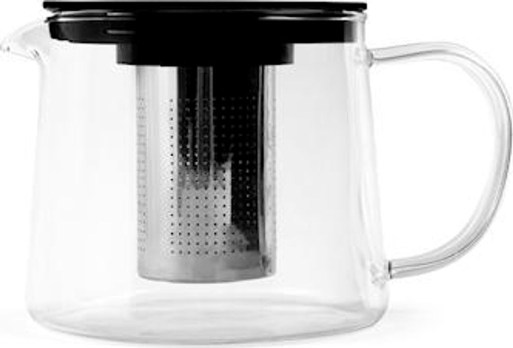 Teekanne aus klarem Borosilikatglas, 1 Liter, mit Edelstahlfilter