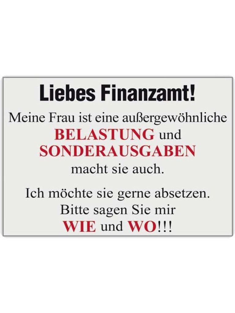 Blechwarenfabrik Braunschweig - BLechpostkarte - Liebes Finanzamt - Meine Frau...