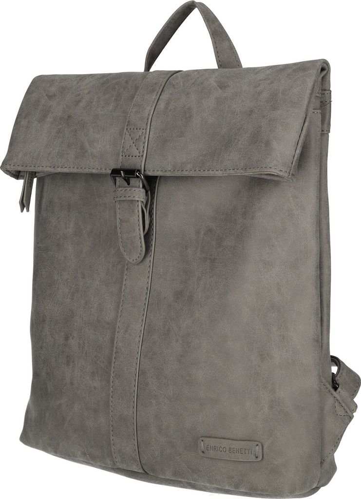 Großer Damen Herren Roll up Rucksack Plane Tasche Fahrradrucksack Kurier leder Optik Rollup Bag Mittelgrau