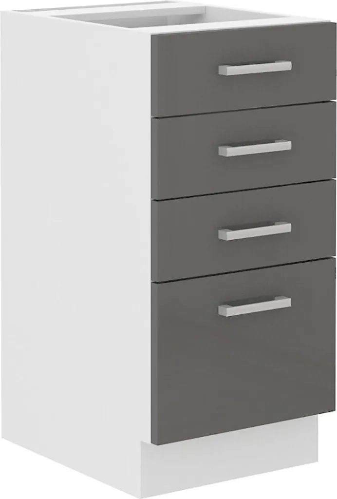 Armoire cuisine 40 cm tiroirs SAEED finition gris blanc haute qualité