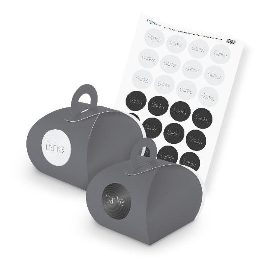 itenga SET Danke Schlicht Mix (Motiv 81) 24x Geschenkschachtel mit Griff grau +