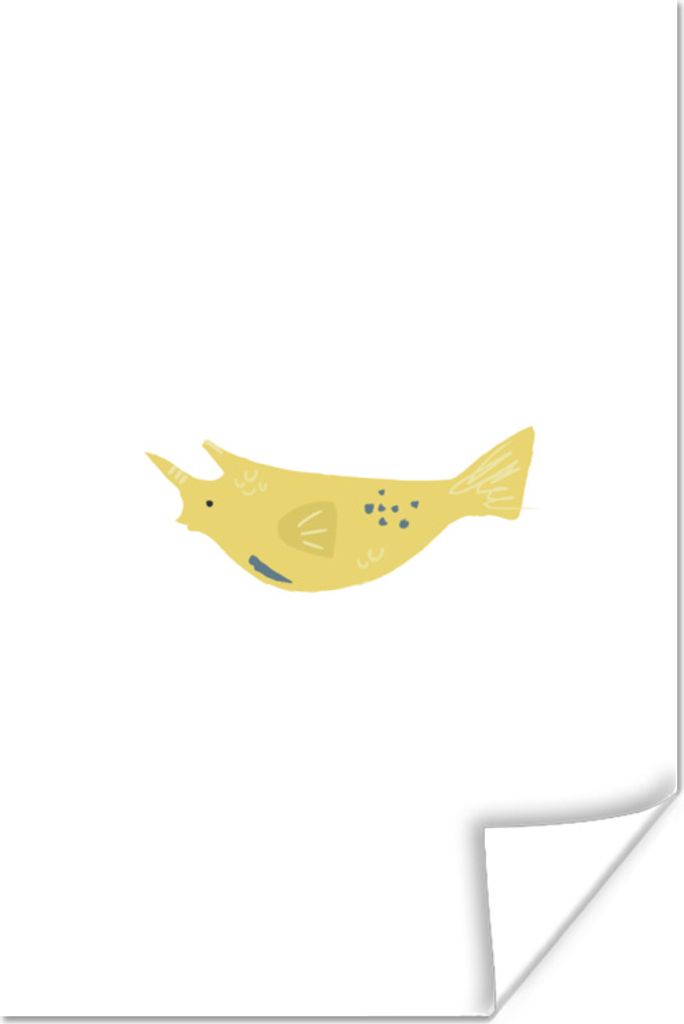 MuchoWow Poster Pastell - Fisch - Gelb 120x180 cm - Kunstposter