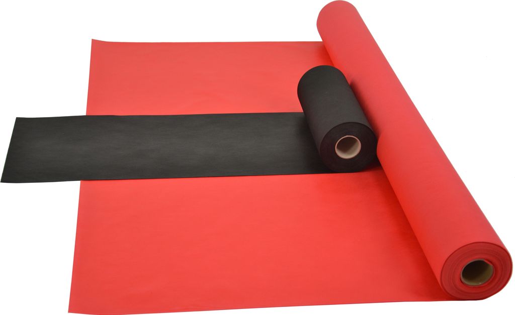 Sensalux Kombi-Set 1 Tischdeckenrolle 1,5m x 25m rot + Tischläufer 30cm schwarz