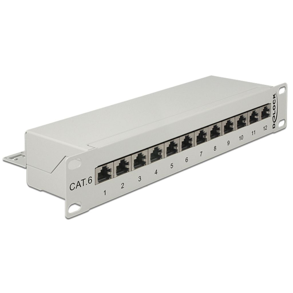 DELOCK 10" Patchpanel 12 Port Cat.6 grau
