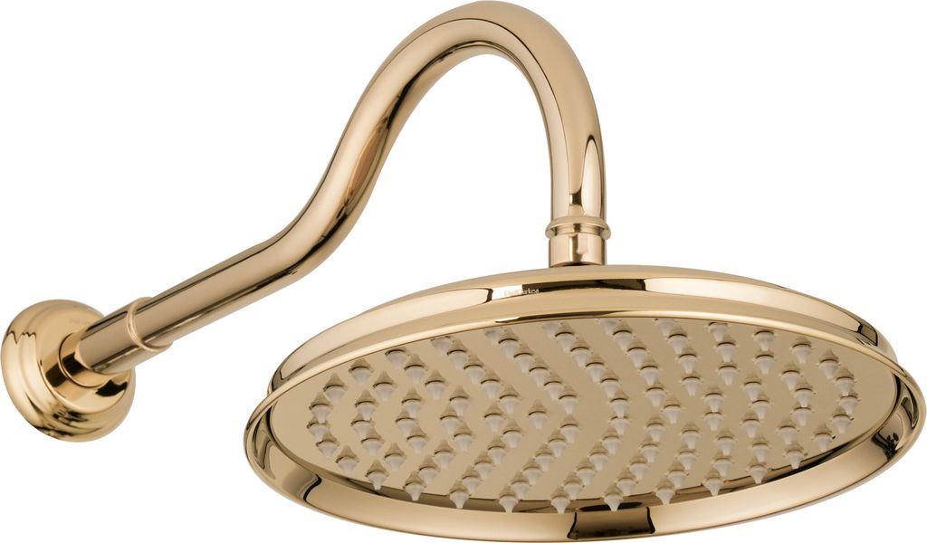 PaulGurkes Kopfbrause Gold Retro mit Wandarm 25cm Regendusche Nostalgie Antik
