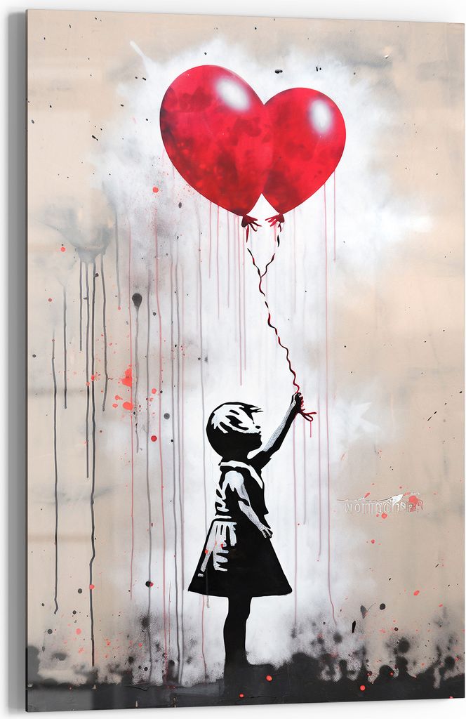DEQOART Glasbild Echtglas 60x90 cm 'Herzflug der Hoffnung' Wandbild Bild modern Deko