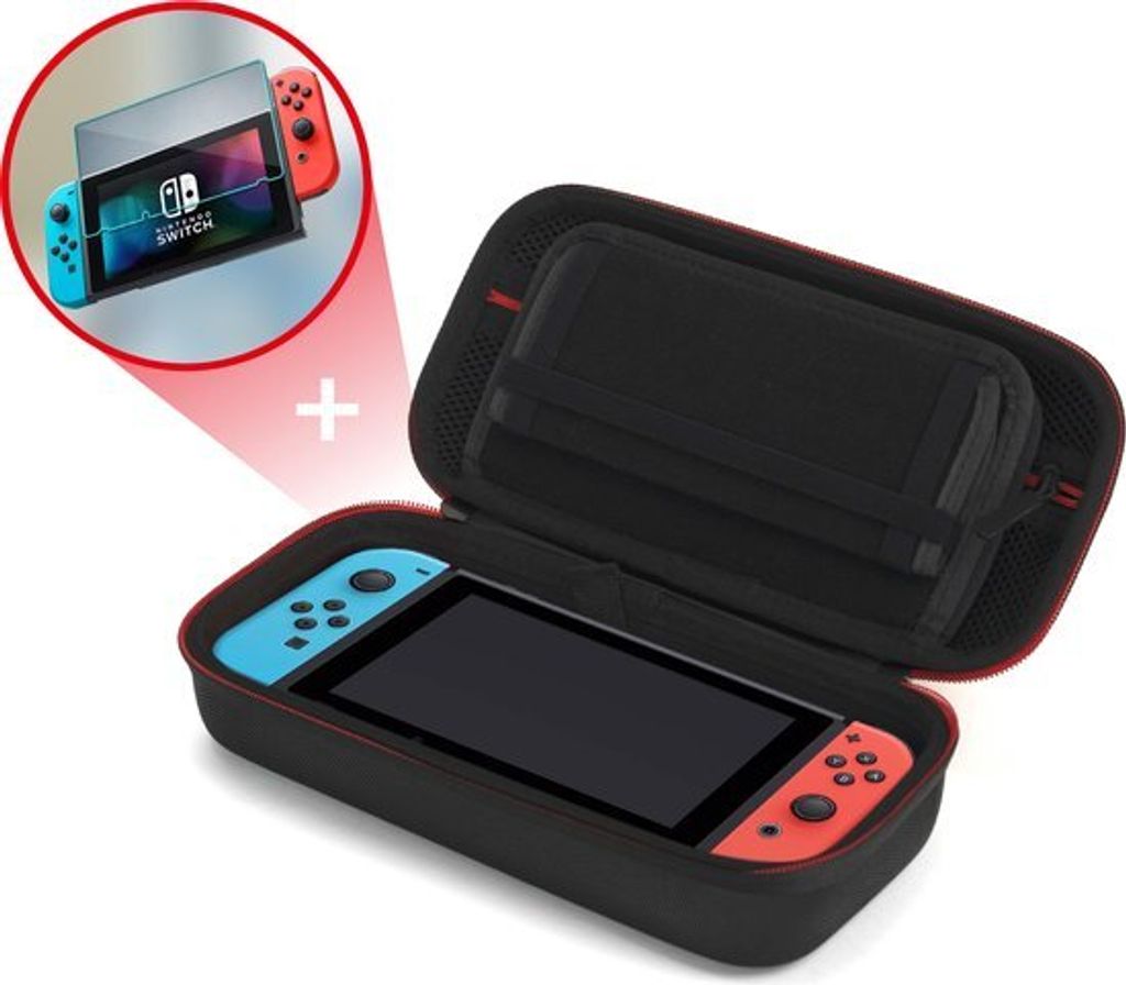 2BEFUN Nintendo Switch Tasche mit Displayschutz – Zubehör Set – Schwarz