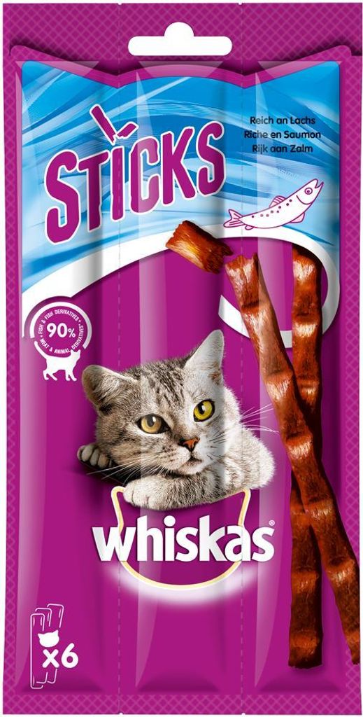 WHISKAS STICKS Packung Reich an Lachs 6 x 6g