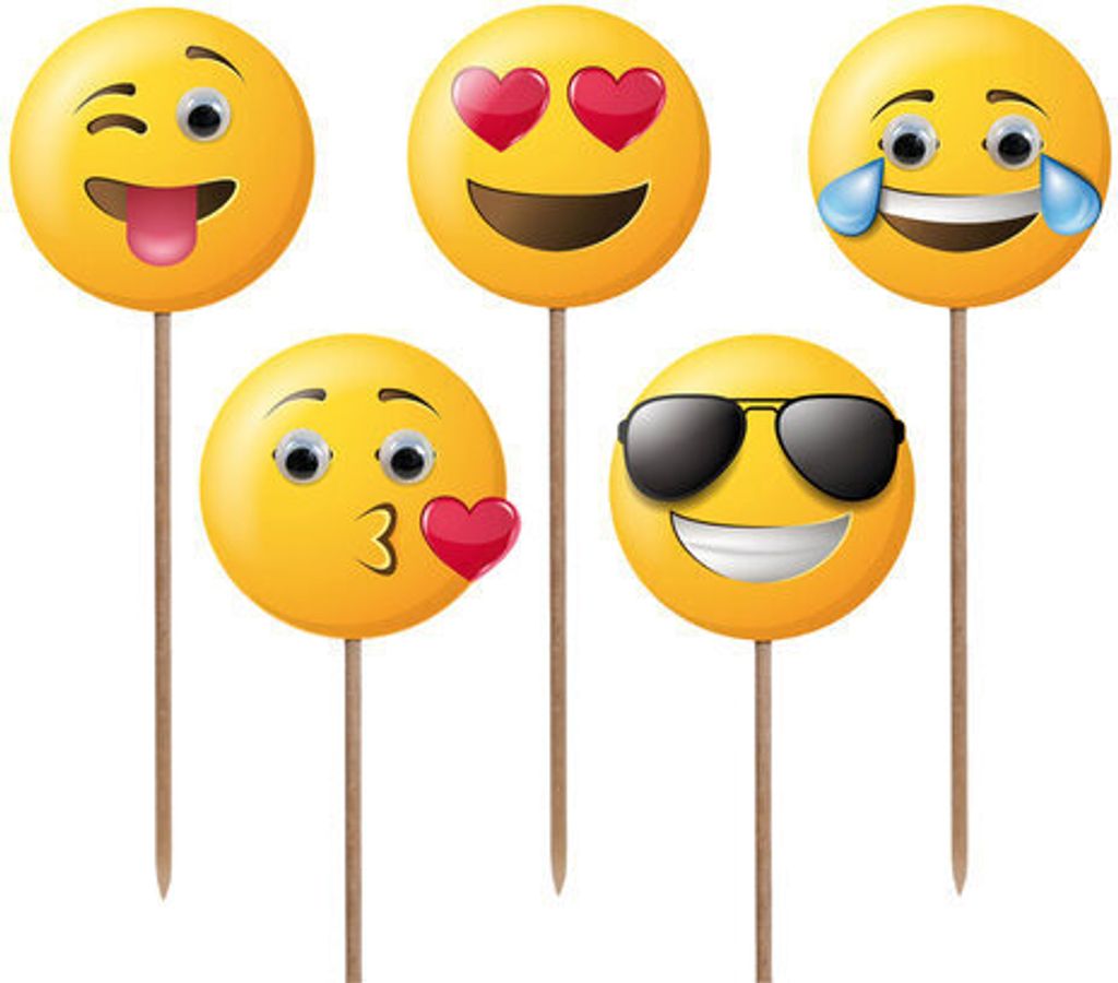 100x Deko-Picker "Emojis" 12cm