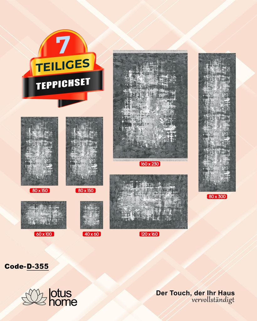7-teiliges Teppich-Set D-355 . Produktbild 