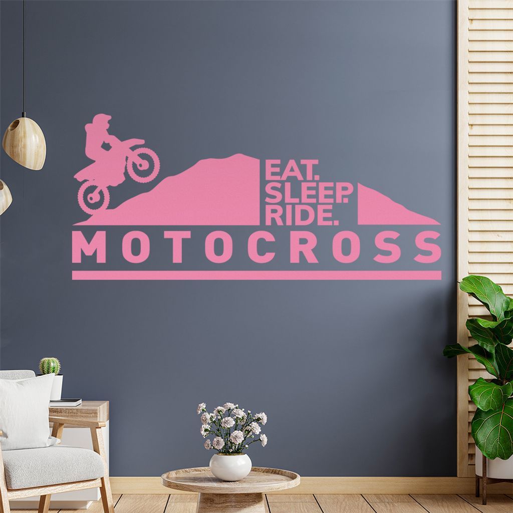 Motocross eat sleep ride Wandtattoo Wandaufkleber Wall Sticker - Dekoration, Küche, Wohnzimmer, Schlafzimmer, Badezimmer