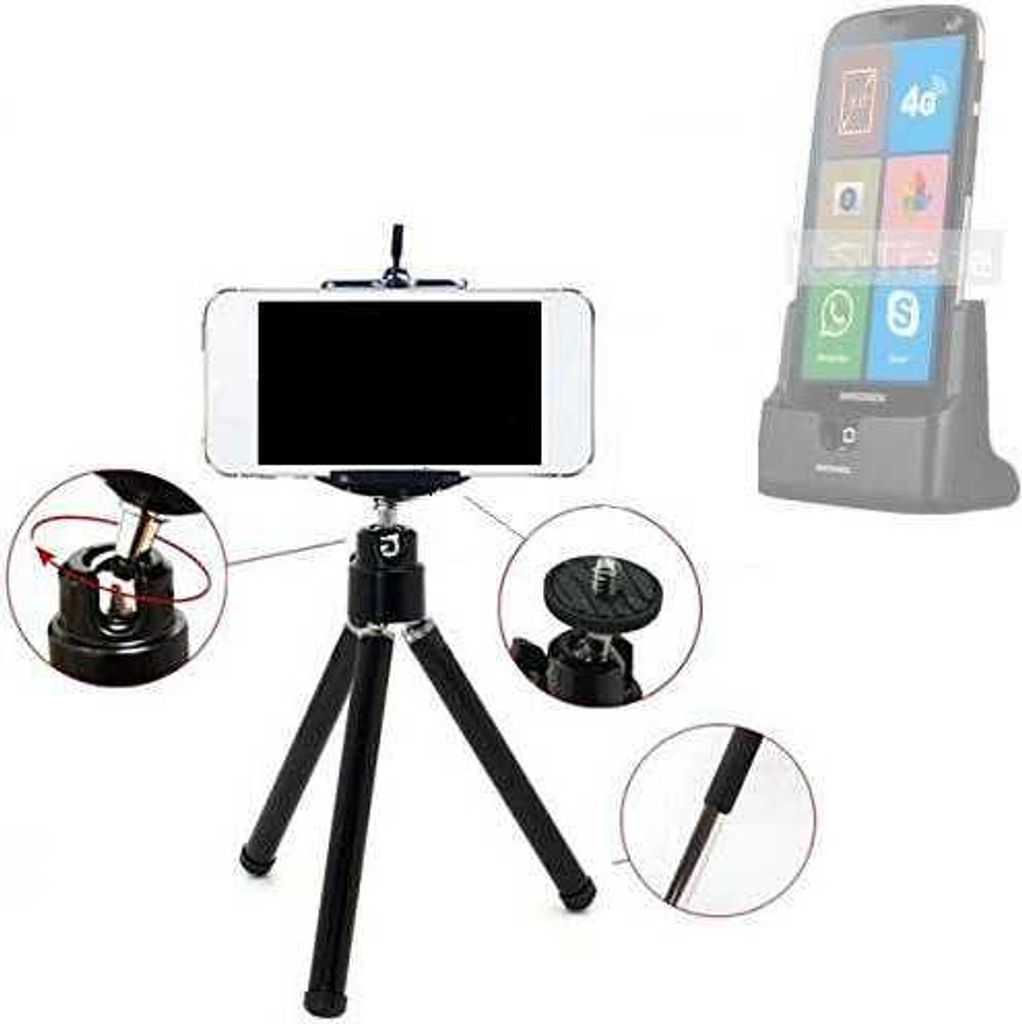 K-S-Trade Smartphone Stativ Dreibein kompatibel mit Brondi Amico Smartphone XS Tripod aus Aluminium Klemmstativ Stativ Adapter für Mobiltelefone