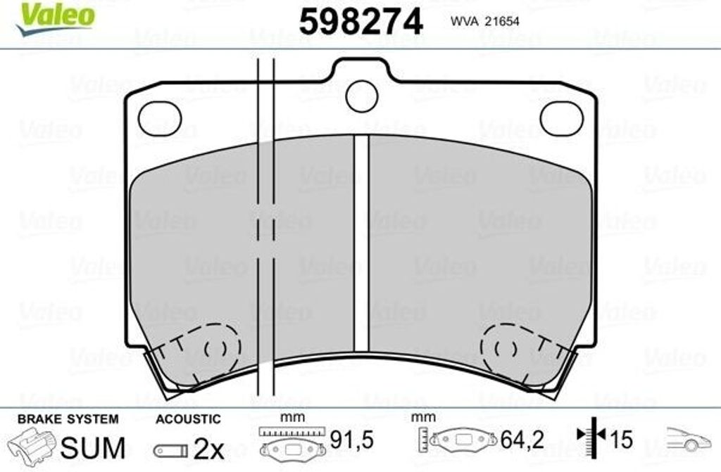 VALEO 598274 - OE K0BA2 33 28Z Bremsbeläge, Vorne für Rio (DC), Sorento II (XM), Stinger (CK), 323 (BA), Demio (DW), MX-3 (EC)