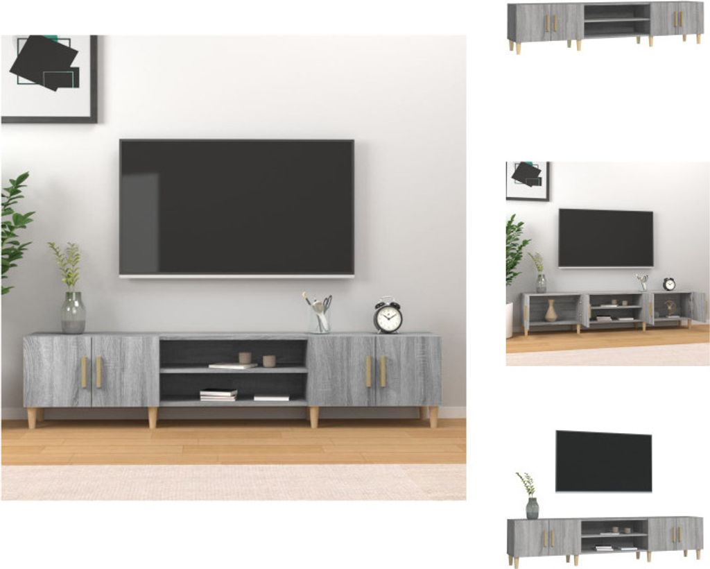 vidaXL TV-Schrank Grau Sonoma 180x31,5x40 cm Holzwerkstoff - TV-Möbel