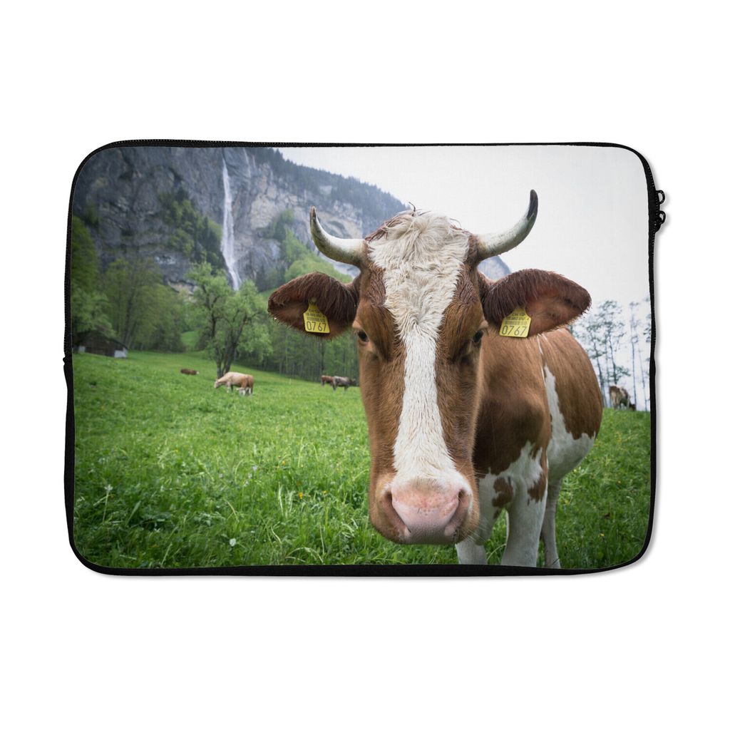 MuchoWow Laptop Hülle 14 ZollKuh - Natur - Österreich Laptoptasche - Laptoptasche - Stoßsicher - Schutzhaube