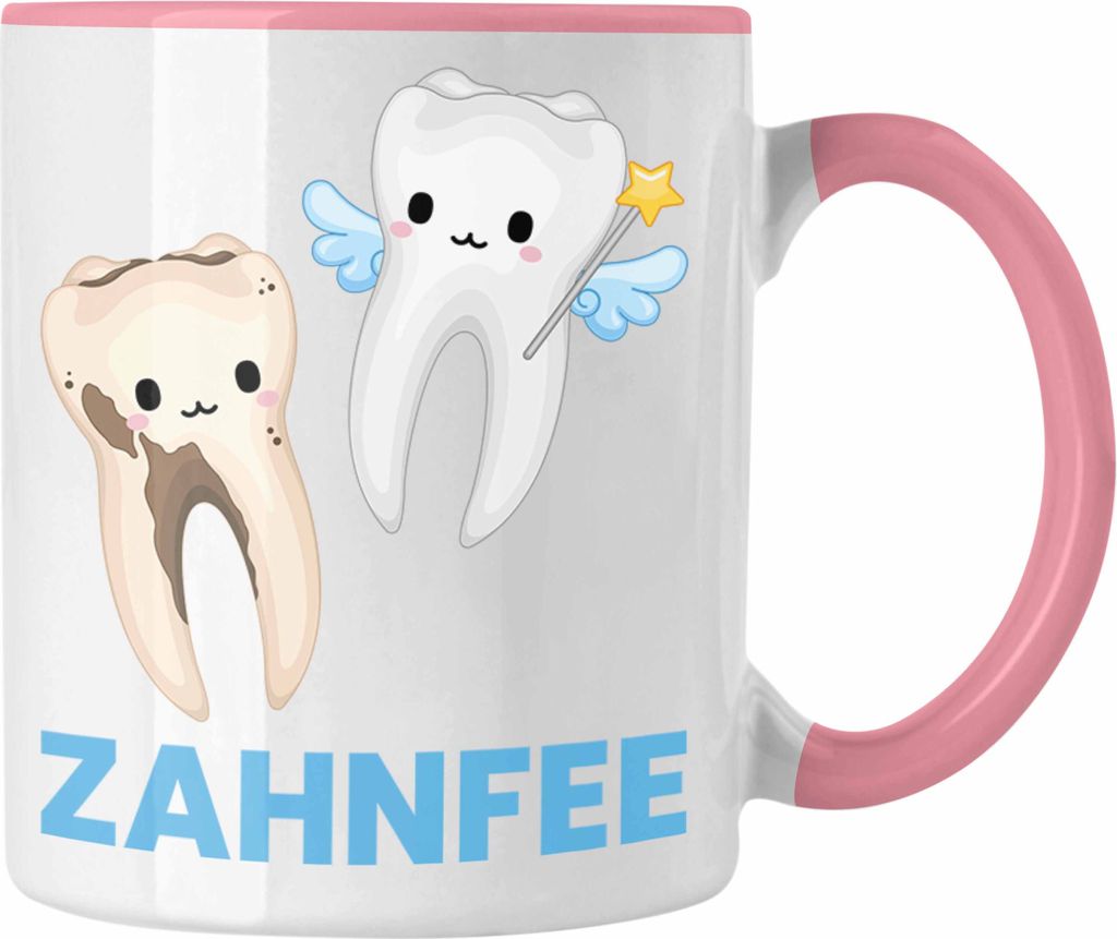 Trendation - Zahnfee Tasse Geschenk Zahnärztin Lustige Geschenkidee Zahnarzt (Rosa)