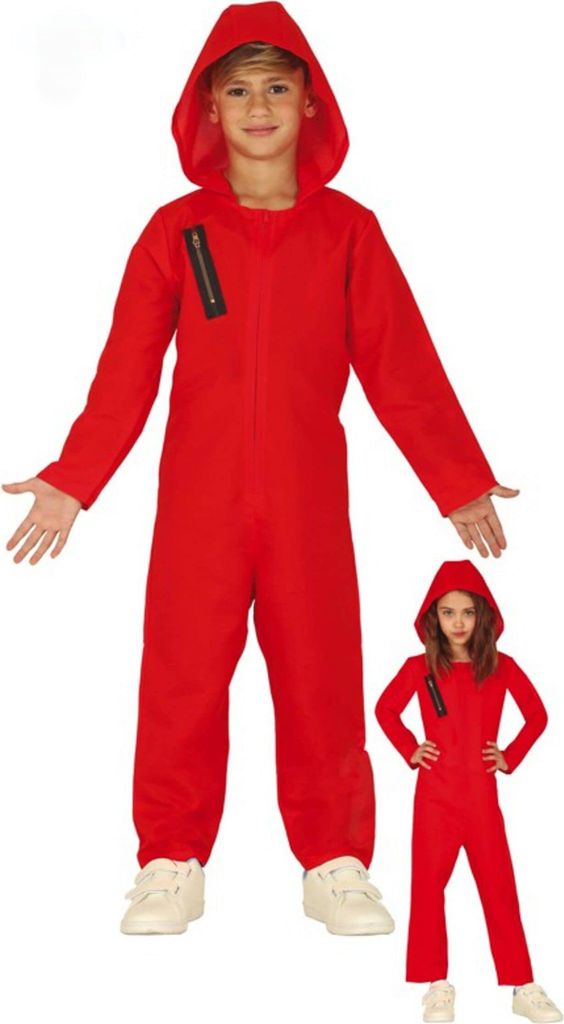 Rotes Dieb-Jumpsuit-Kostüm für Kinder 7 bis 9 Jahre Produktbild 