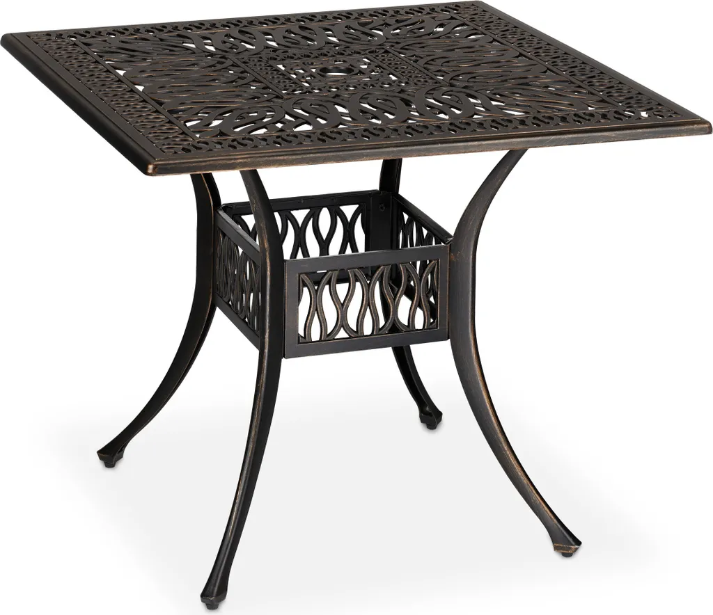 Table de jardin d'angle avec emplacement parasol en métal robuste - 9