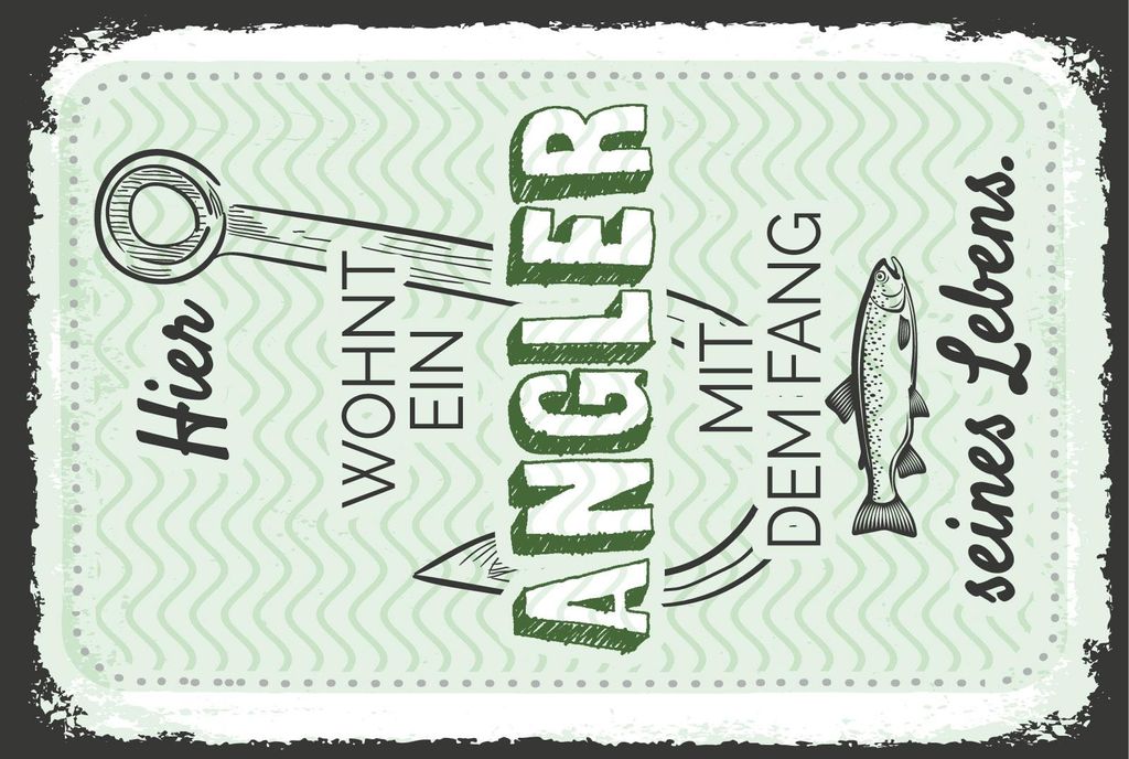 vianmo Holzschild 18x12 cm Hier wohnt ein Angler mit dem Fang seines Lebens