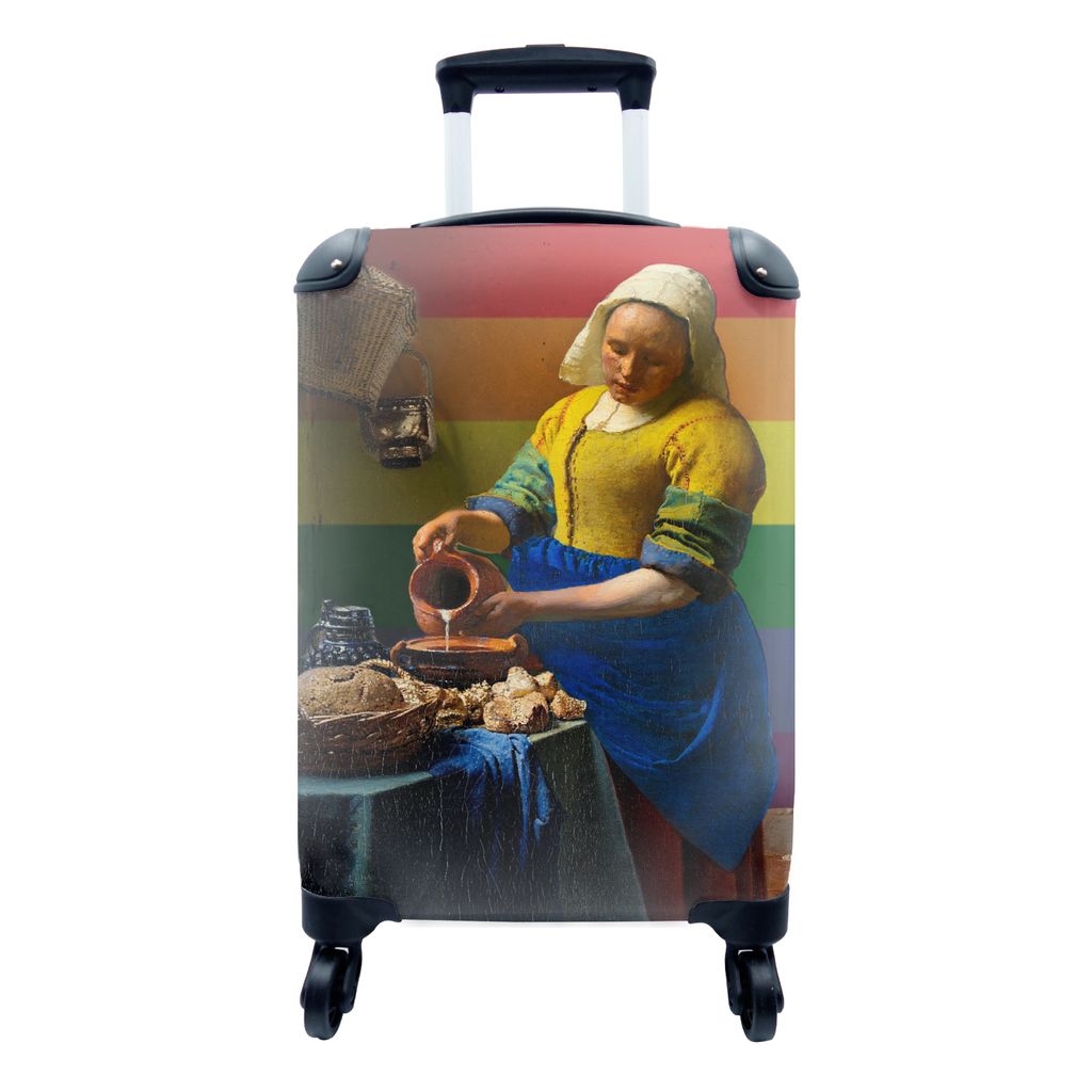 MuchoWow Koffer Handgepäck Trolley Rollkoffer Kleine Reisekoffer mit 4 Rollen - Vermeer - Stolz - Milchmädchen - Cabin Size < 55x40x23 cm & 55x...