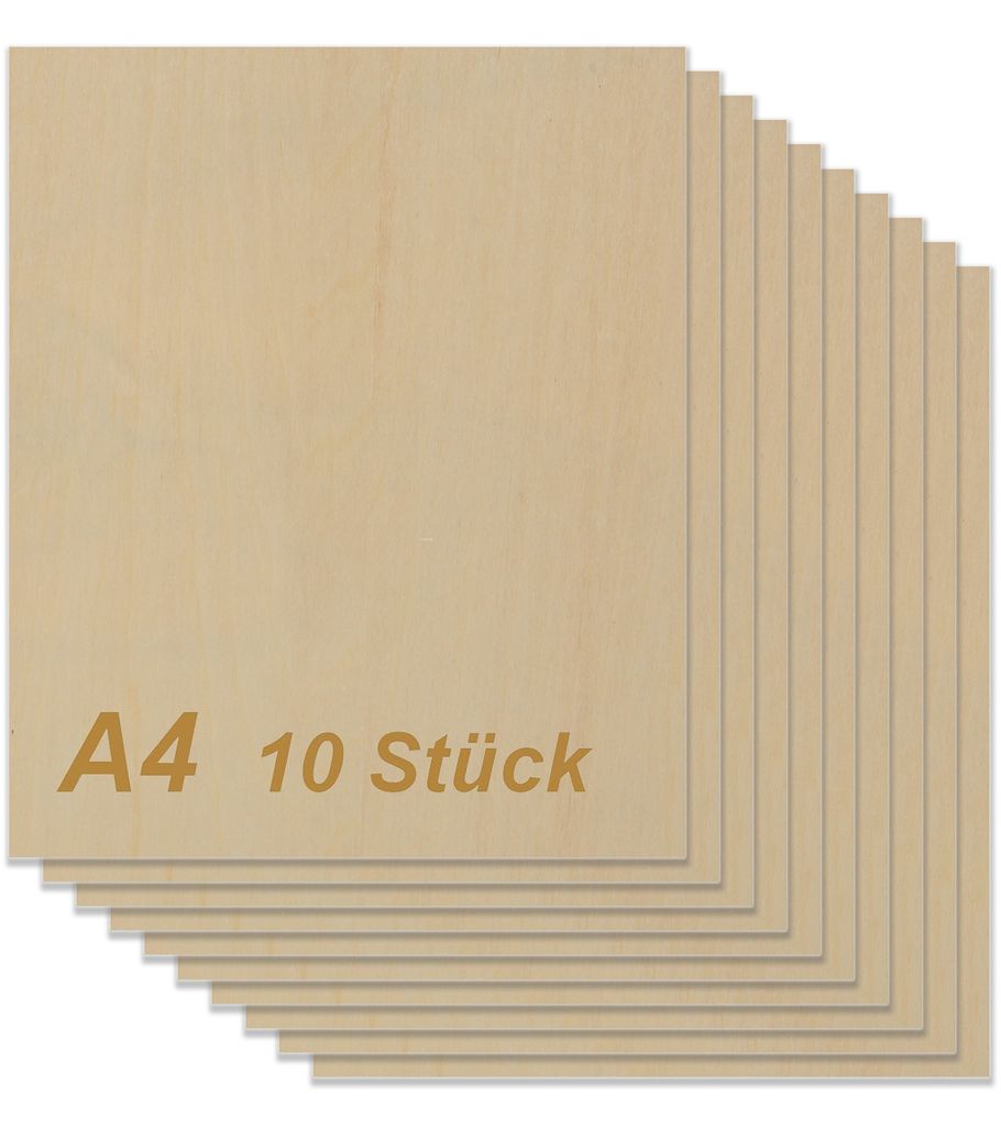 10pcs A4 Sperrholzplatte 3mm lindenholz 29.7 x 21 (+/- 0.3) cm, Holzplatten zum Basteln, Sperrholz Holz Platten für Modellbau, Brandmalerei, DIY
