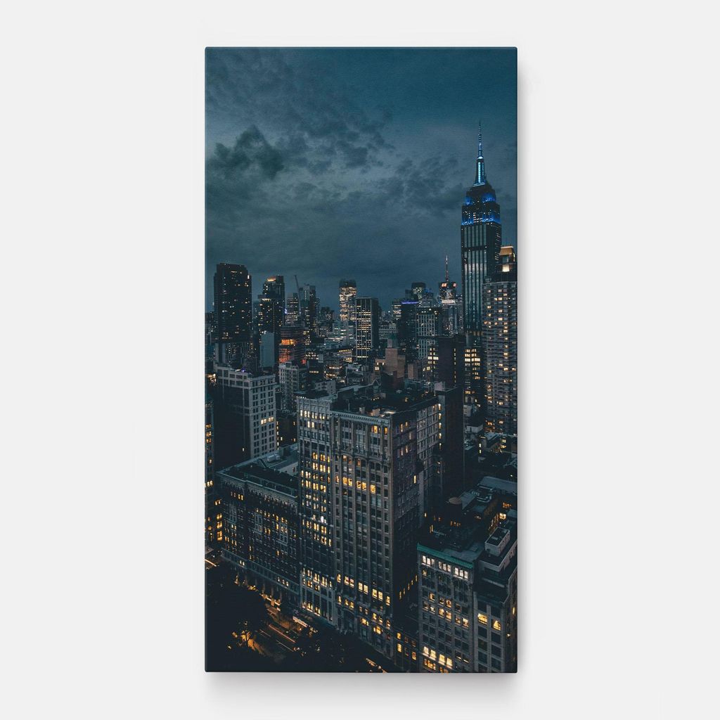ARTHUB Leinwandbild 50x100 cm, City Night | Wohnzimmerdekoration, Hängende Bilder, Wanddekoration, Heimdekoration, Landschaften, Städtisch