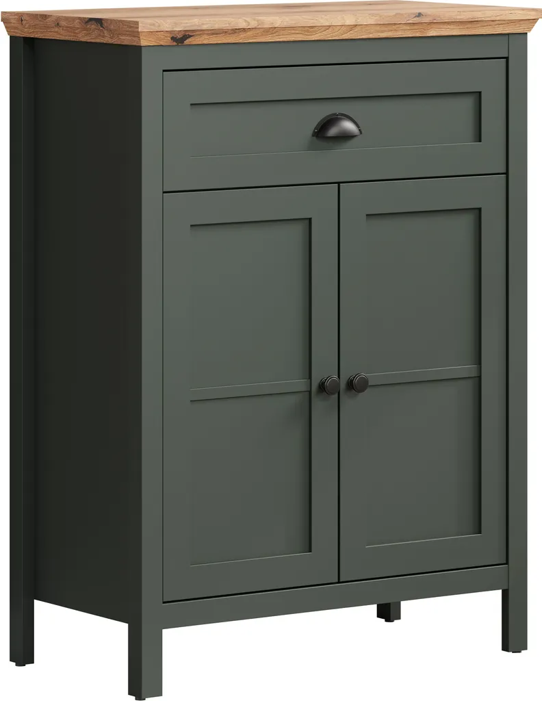 Commode de rangement Stanton verte pour organiser le linge de lit