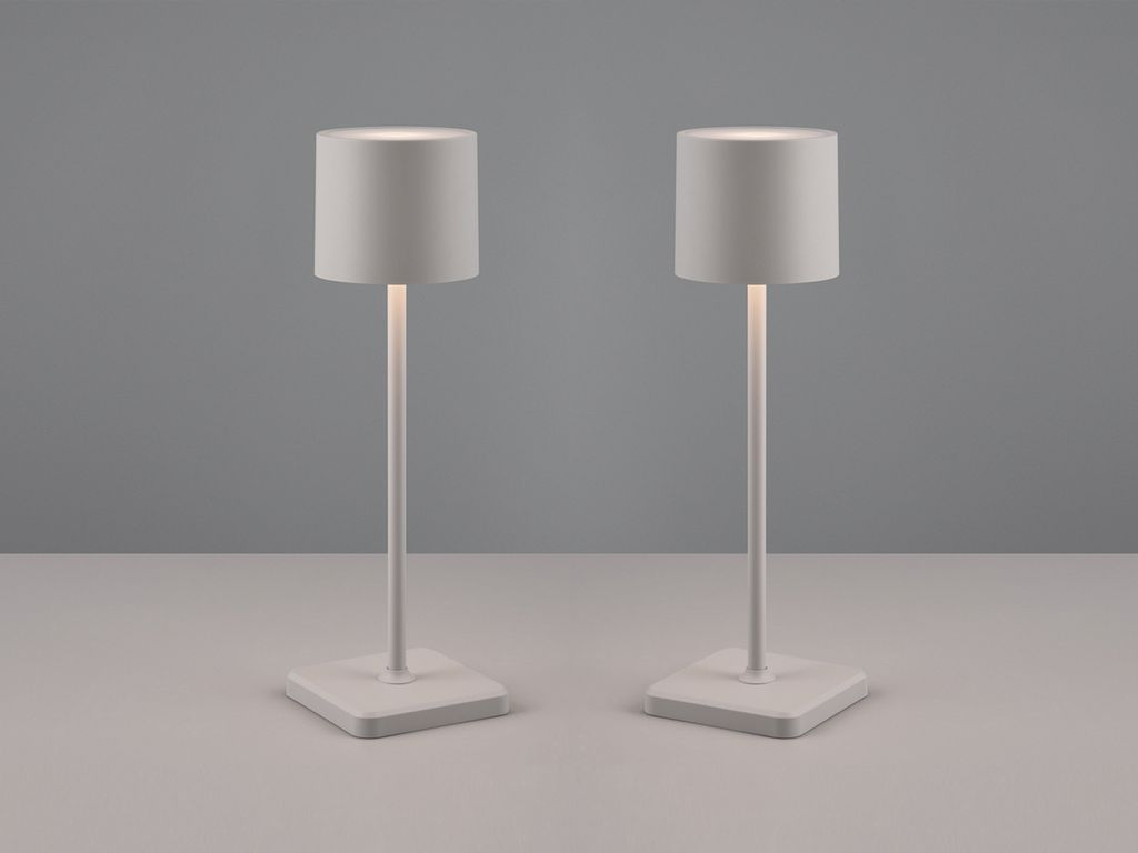 2er SET Akku LED Outdoor Tischlampen Grau kabellos ohne Strom mit Touch dimmbar