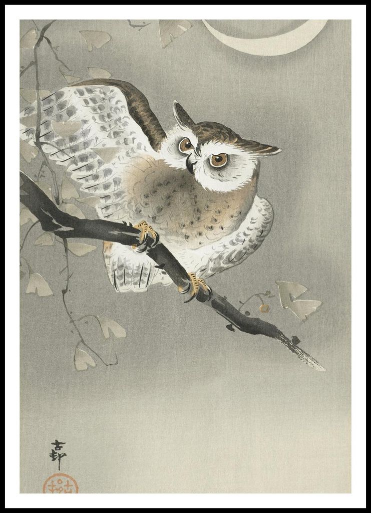 Plakat 70x100cm Langohr-Eule 2, Japanischer Koson Vintage für das Wohnzimmer