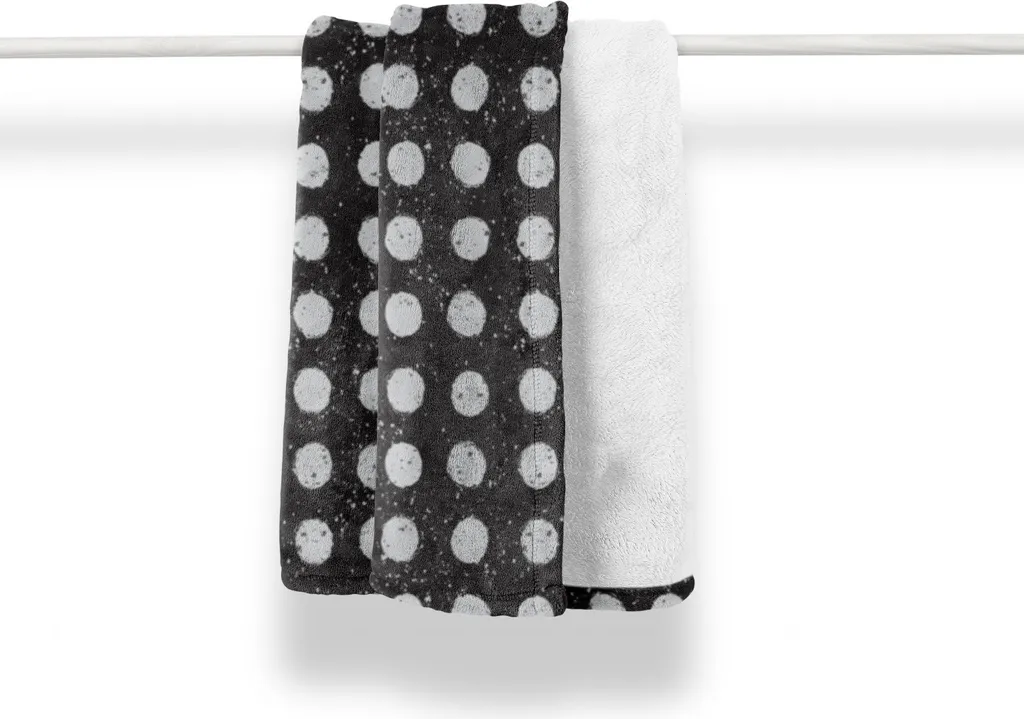 ABAKUHAUS Coperta in morbido pile di flanella, motivo grunge a forma di luna, soffice peluche per interni ed esterni, 125 x 175 cm, grigio antracite e grigio chiaro