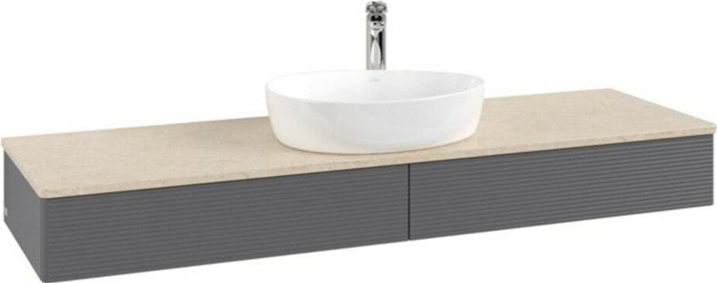 V&B Waschtischunterschrank mit Frontstruktur -Beleuchtung Antao 160x50cm, HL, WBP botti., Anthrac. m Lac