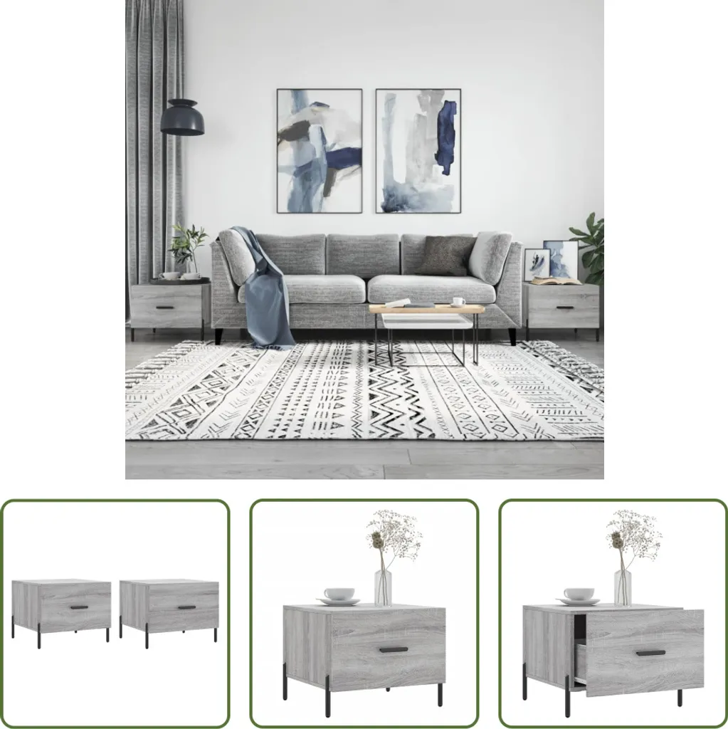 Coppia Tavolini 50x50x40 cm Grigio Sonoma The Living Store | Robusti