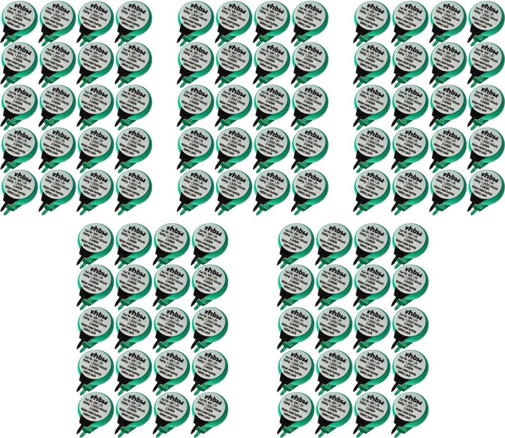 vhbw 100x NiMH Ersatz Knopfzellen-Akku (40 mAh, 1,2 V, NiMH)