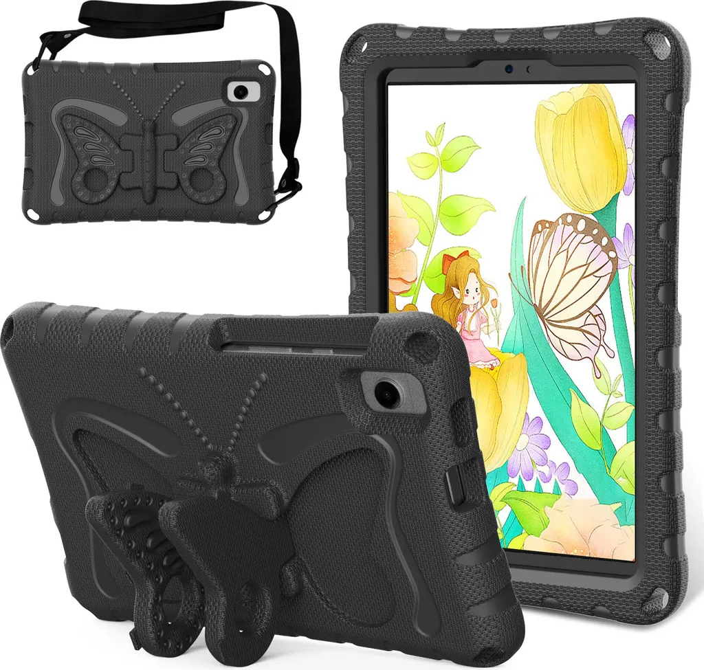 Custodia Samsung Tab A11 2025 con Tracolla Auto e Stand Farfalla