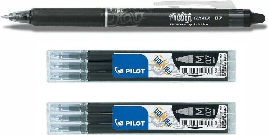 Frixion Clicker 0.7 schwarz + 6 Ersatzminen schwarz Produktbild 