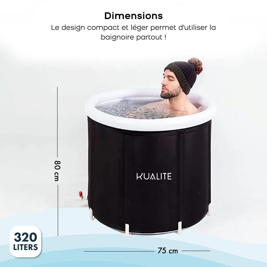 Récupération sportive : Bain froid gonflable pliable 320L avec sac - 5