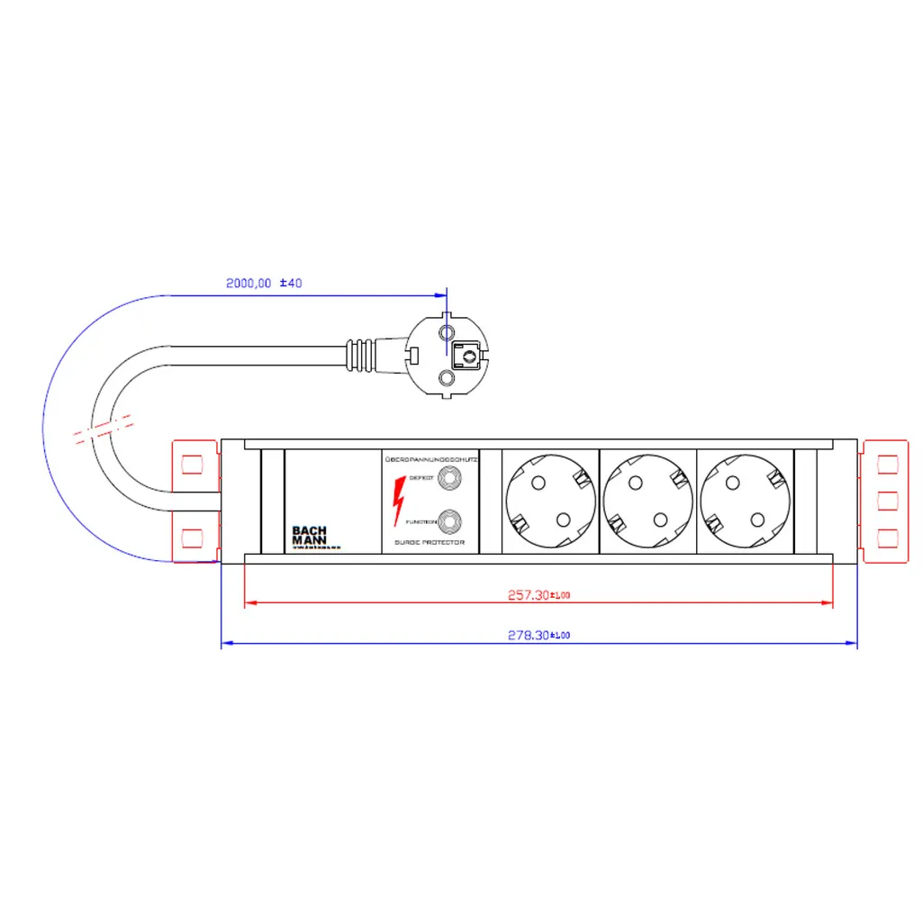 Bachmann CONNECT LINE Multiprise Compacte 2m Noire Haute Résistance