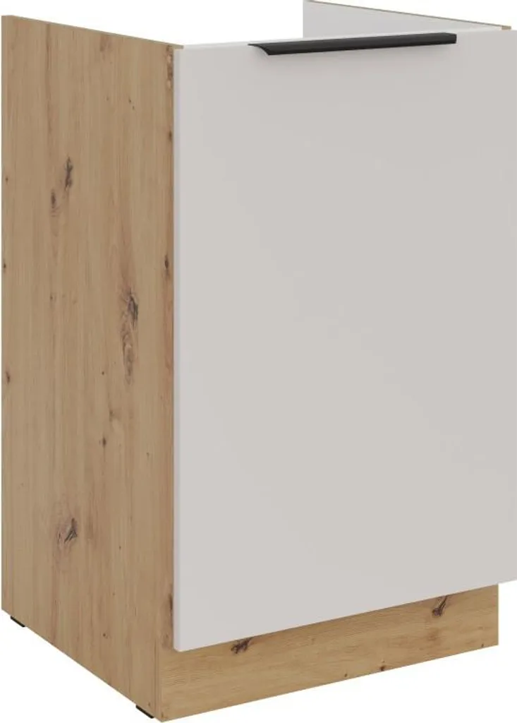 Meuble sous-évier bicolore Niolla 50 cm en bois de chêne et beige