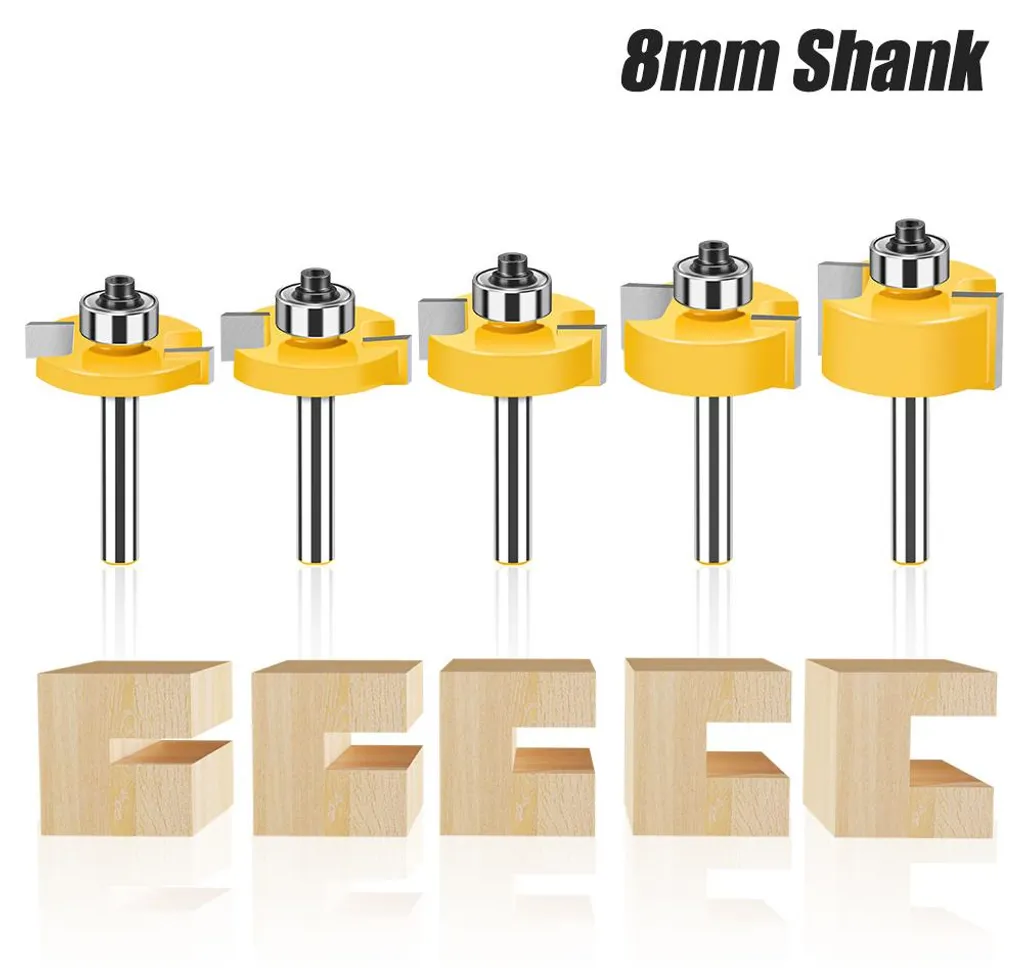 Coffret fraise à rainurer le bois type rabbeting queue 8 mm 5 pièces