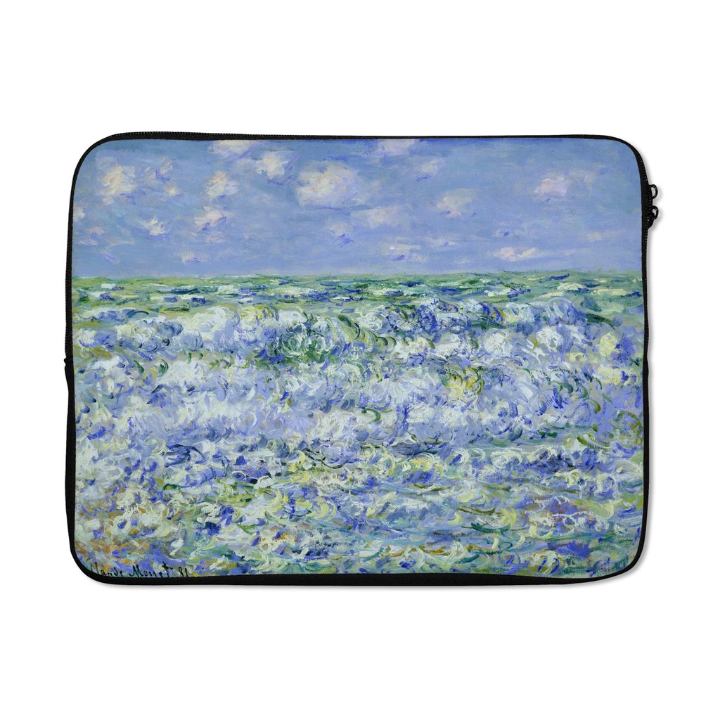 MuchoWow Laptop Hülle 17 Zoll Laptoptasche Wellen brechen - Gemälde von Claude Monet - Zipper - Schutzabdeckung