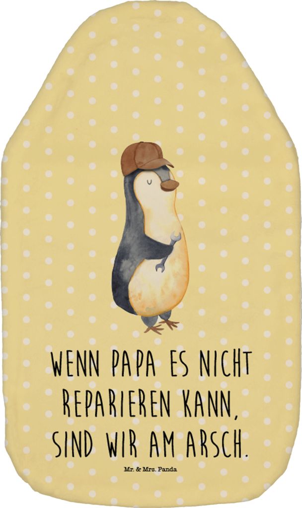 Mr. & Mrs. Panda Wärmflasche Wenn Papa es nicht reparieren kann, sind wir am Arsch - Gelb Pastell - Geschenk, Vatertag, Vater, Wärmekissen, Bettf...
