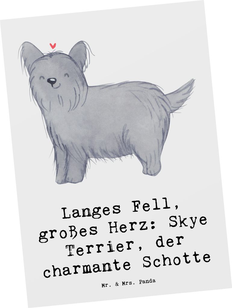 Mr. & Mrs. Panda Postkarte Skye Terrier - Weiß - Geschenk, Hunderassen Eigenschaften, Vielfalt, Jagdinstinkt, Hundefreund, Hundeliebhaber, Ansicht...