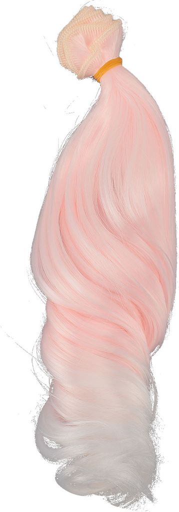 Baumwollpuppenperücke rosa weiße Gradient Hochtemperatur weiches Seiden langes lockiges Haar zum Styling 25 cm Länge 1m Breite Roman