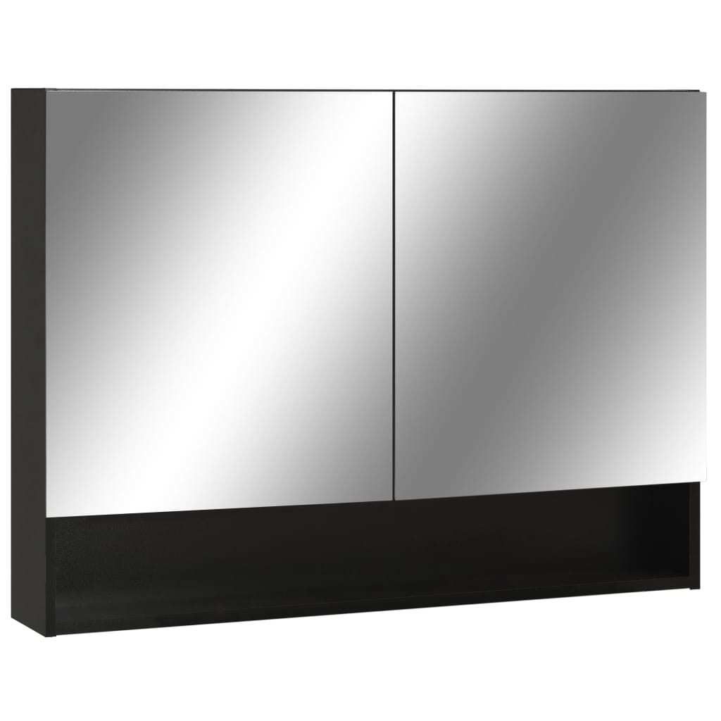 vidaXL LED-Spiegelschrank fürs Bad Schwarz 80x15x60 cm MDF