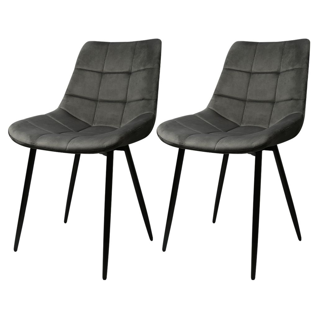 Supfine 2er Set Esszimmerstühle aus Samt,Küchenstühle mit Metallbeine,Eleganter Polsterstuhl,dunkelgrau