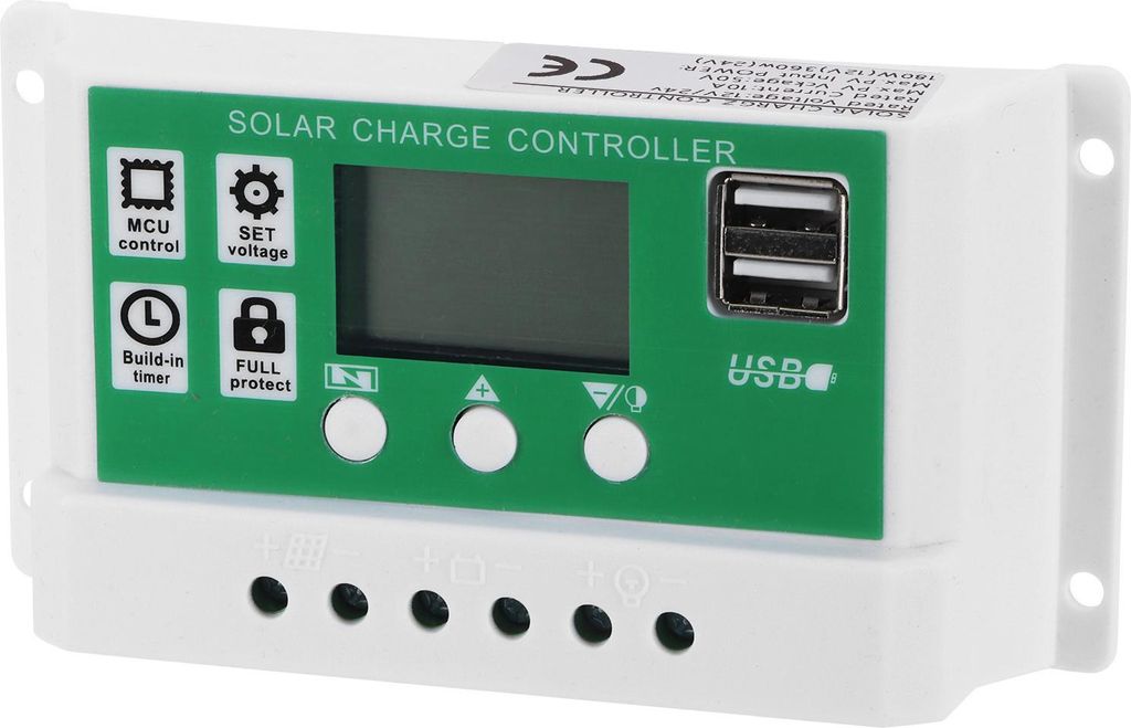 LCD Solarladeregler einstellbar 10A 12V 24V PWM Laderegler Zubehör
